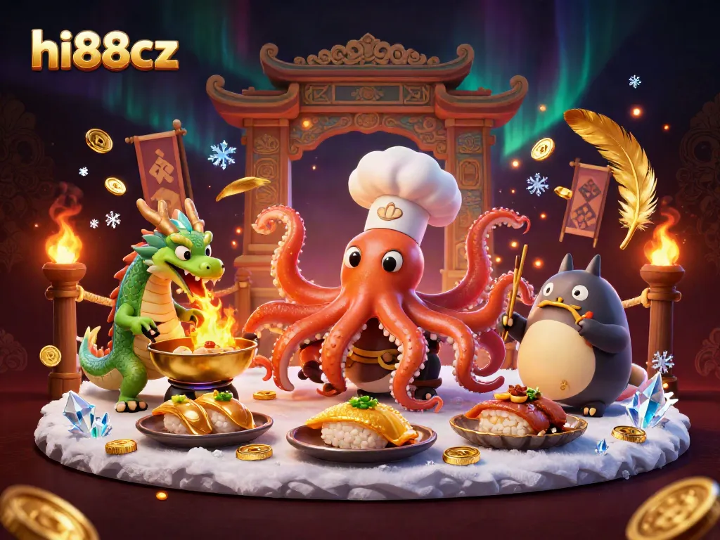 Join the excitement at hi88cz with a vibrant scene featuring characters and rich casino-themed elements.