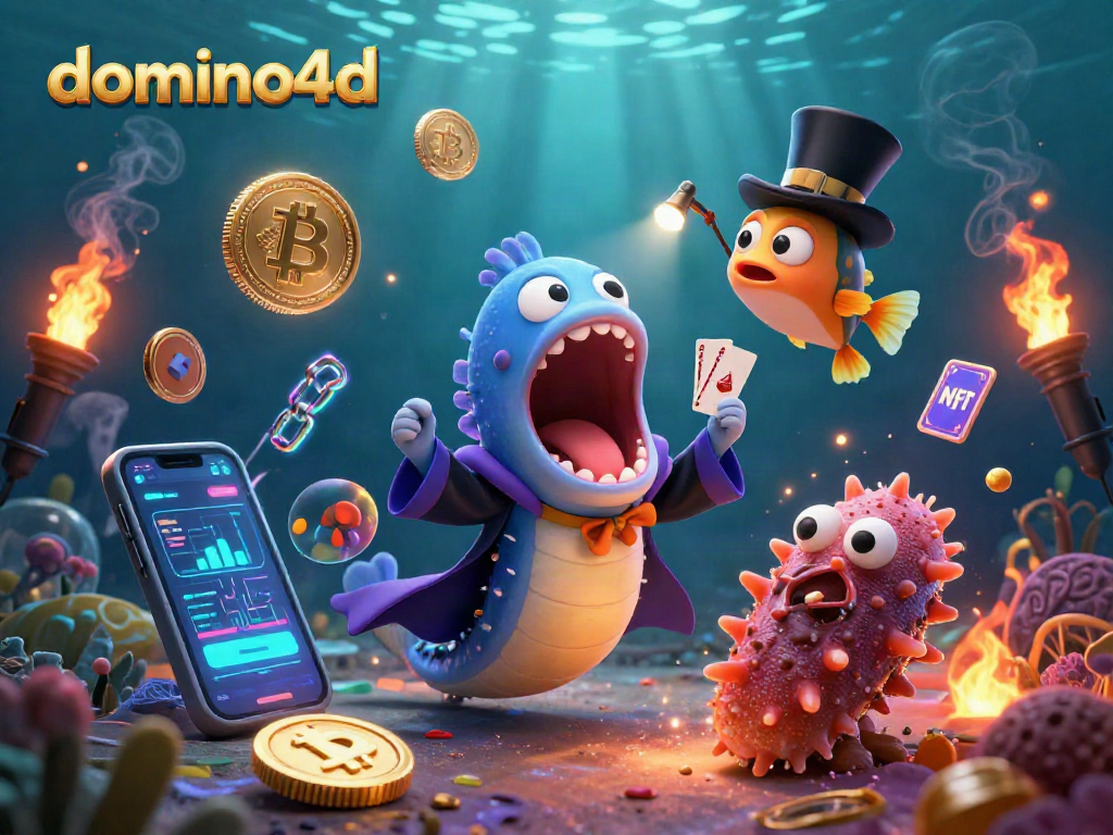 domino4d menciptakan suasana magis dengan ikan gulper dan elemen kasino digital di bawah laut