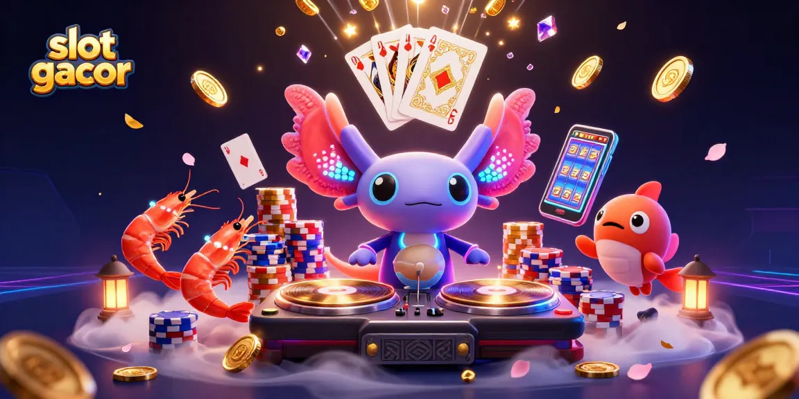Experience the thrill of slot gacor with vibrant characters and dynamic casino elements in a dynamic 3D scene.