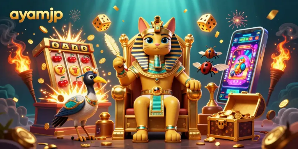 Experience the excitement of ayamjp with vibrant casino characters and gaming elements.