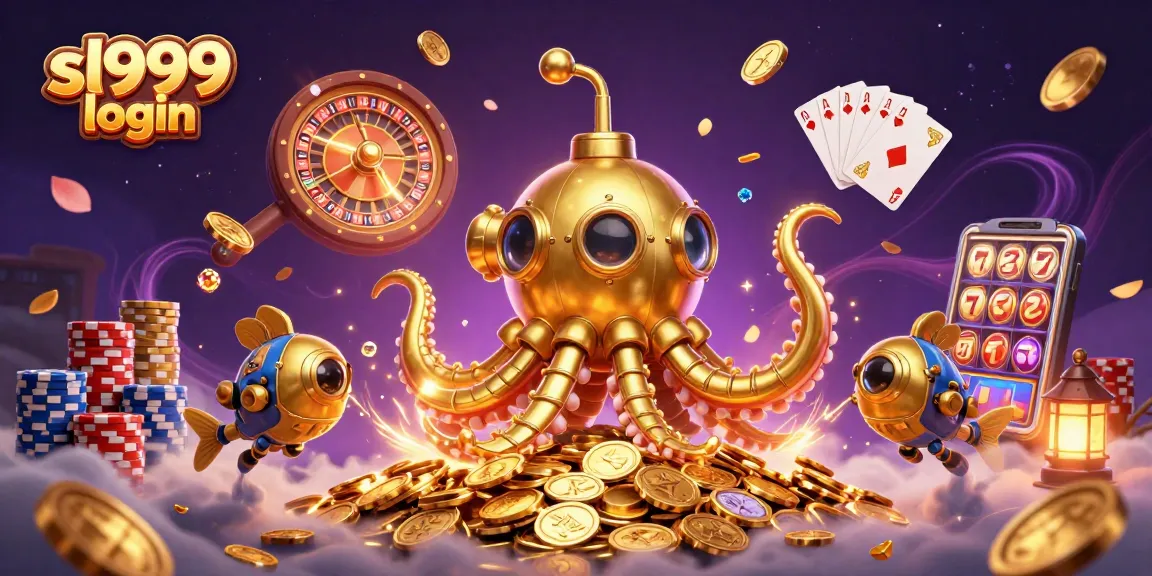 Experience the thrilling sl999 login to your account amidst a vibrant casino underwater scene.