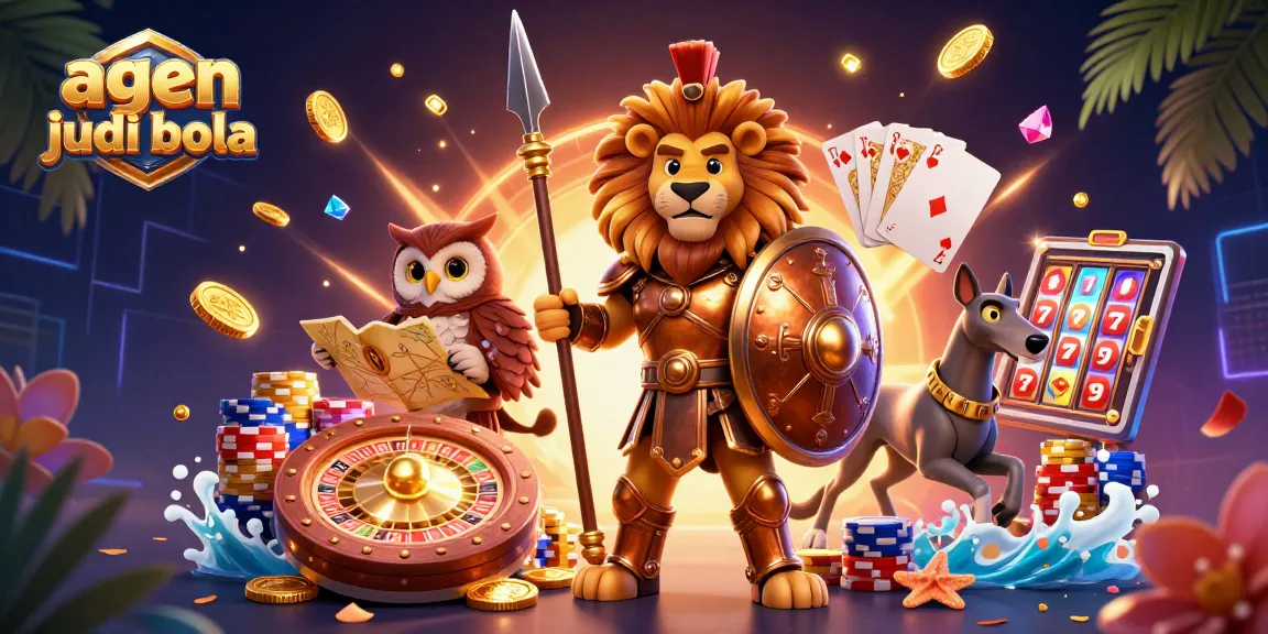 Experience thrilling agen judi bola action with vibrant animations, gaming icons, and heroic characters.