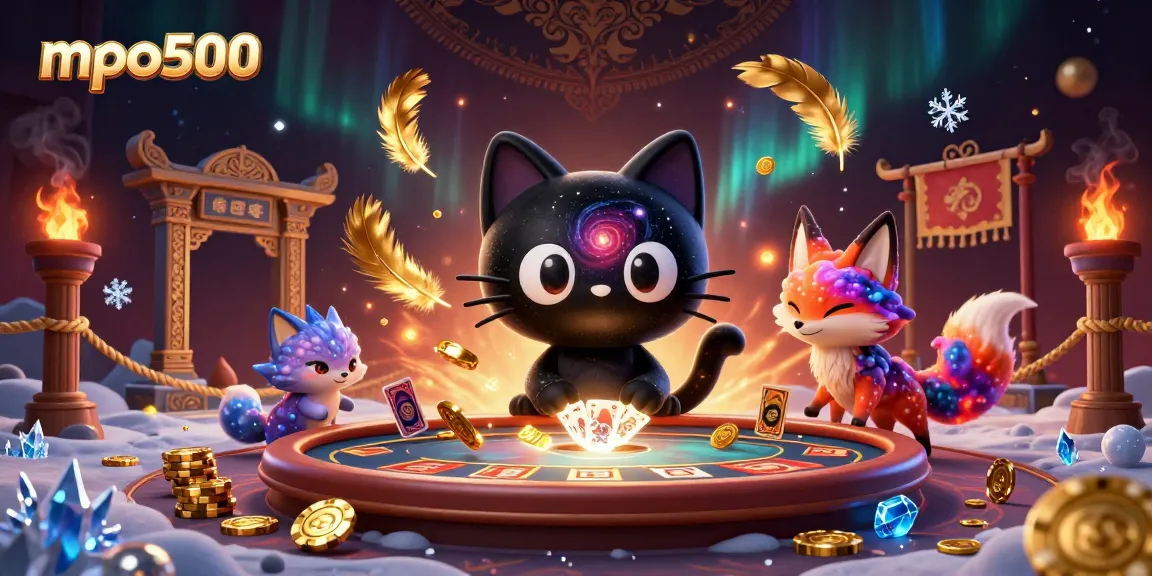 Permainan seru di mpo500 menampilkan kucing hitam dan rubah nebula menarik chip emas.