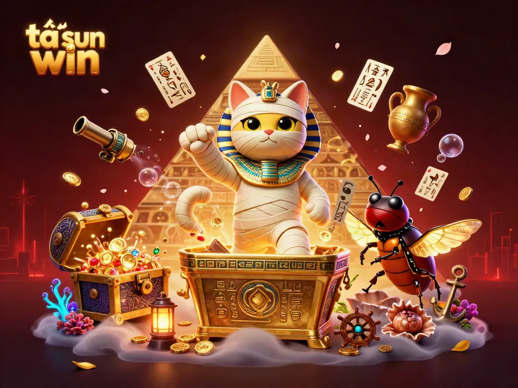 Engage in thrilling gaming with tải sun win as the Egyptian mummy cat and scarab beetle illuminate your experience.