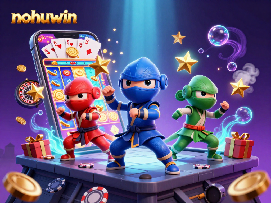 Ninja chameleons showcasing their skills while engaging with the dynamic slot game at nohuwin casino