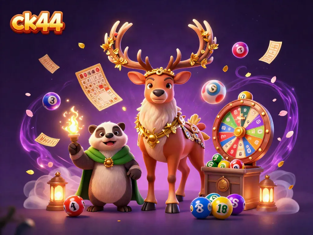 Engage with ck44's vibrant lottery scene featuring dynamic characters and game elements in a captivating atmosphere.