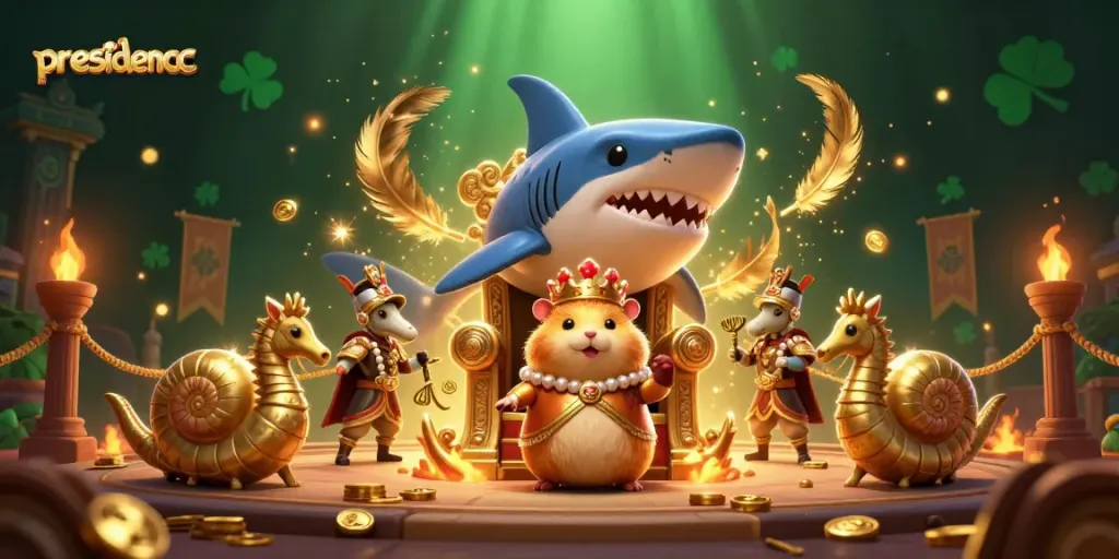 Experience thrilling gameplay with presidencc, featuring a golden hamster king and a dynamic gambling arena.