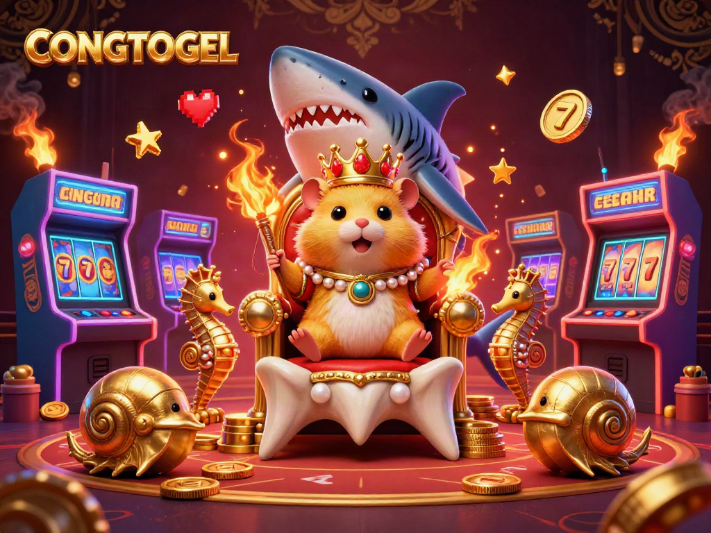 Engage with CONGTOGEL's vibrant casino world, featuring a hamster king and immersive game elements.