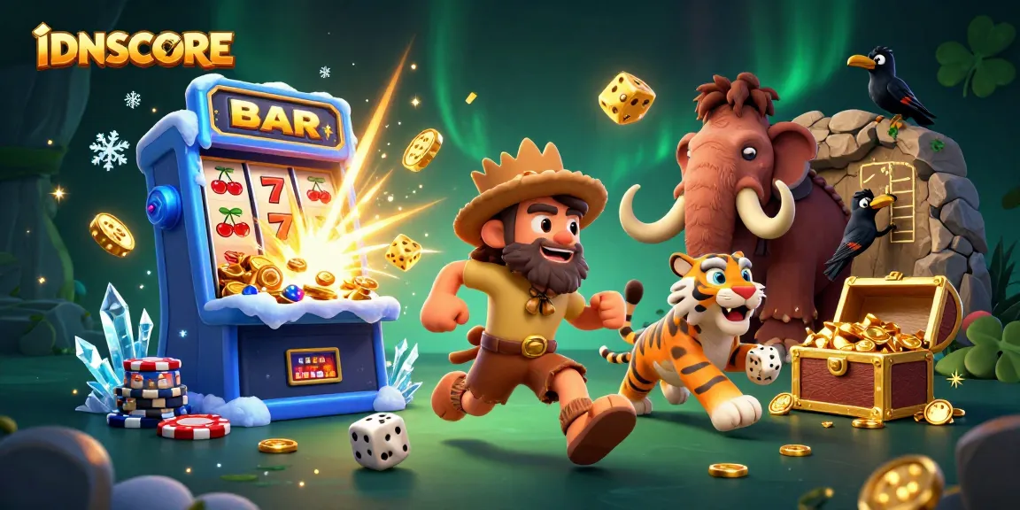 Experience the thrilling world of IDNSCORE with a vibrant, engaging casino illustration showcasing classic elements and characters.