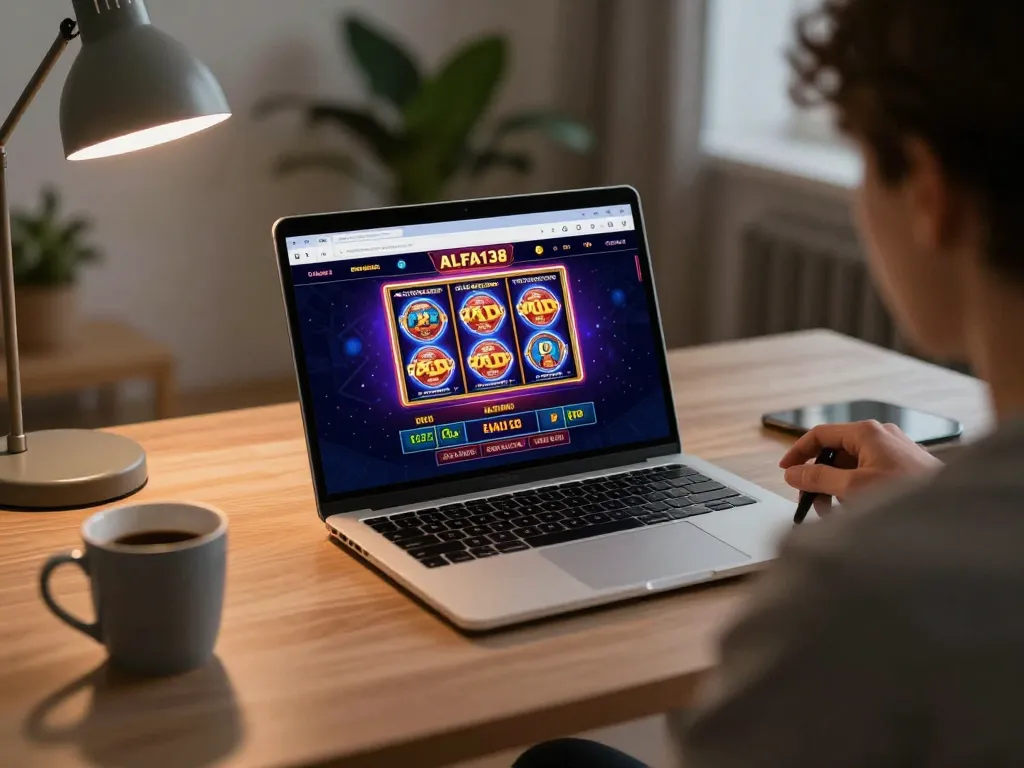 Berkecimpung dalam permainan online di ALFA138 dengan tampilan slot yang menarik di laptop