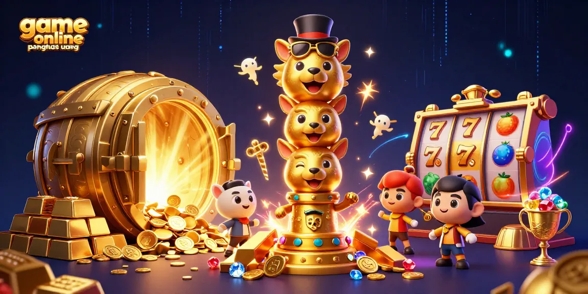 Mainkan game online penghasil uang dengan ilustrasi kasino menakjubkan dan banyak harta karun.