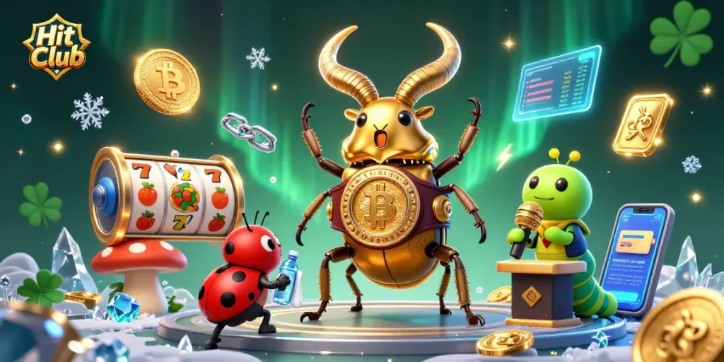Hit Club: Engage with thrilling slot games featuring vibrant characters and dynamic crypto elements.
