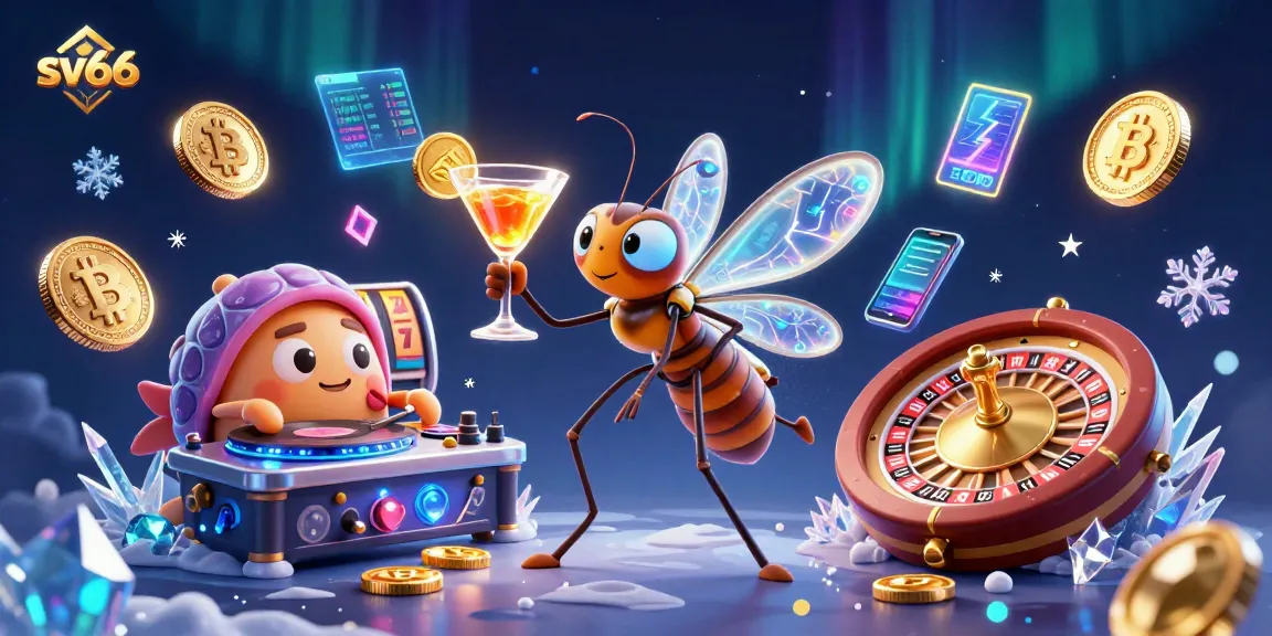 Spin and win with sv66's dynamic casino experience featuring engaging characters and bright crypto elements.