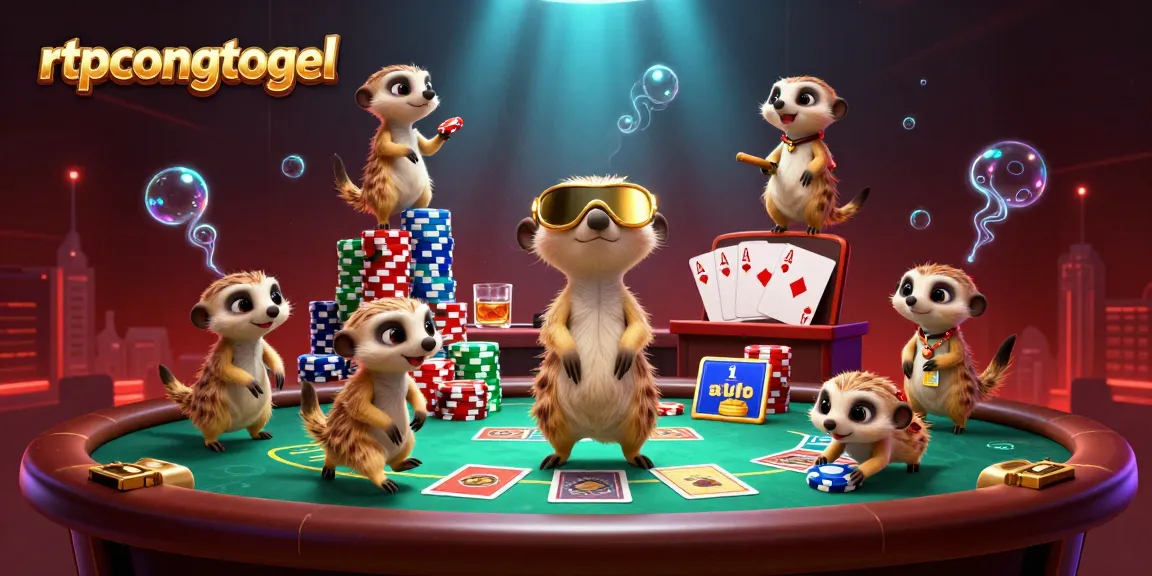 Experience rtpcongtogel excitement with meerkats commanding a vibrant casino scene packed with poker action.