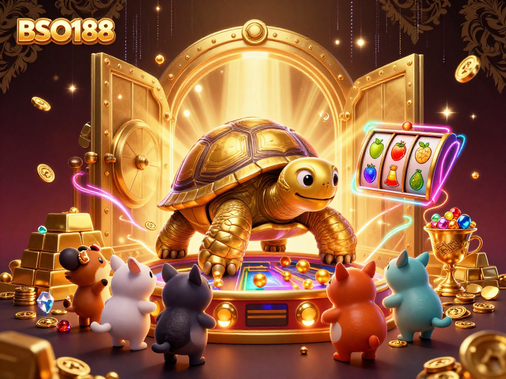 Experience thrilling slots action with BSO188 in an ultra-detailed casino scene.