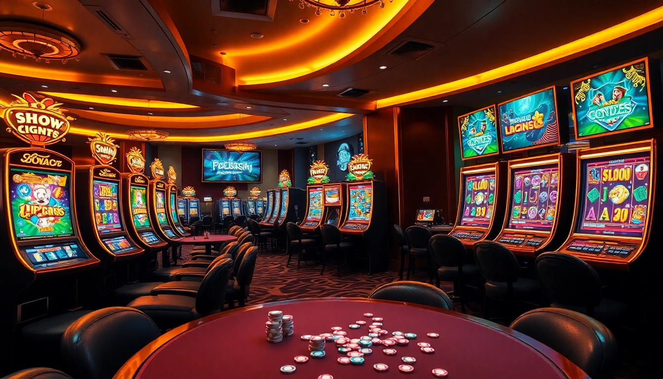 Engaging players in a lively casino atmosphere while experiencing a slot demo game on luxurious machines.