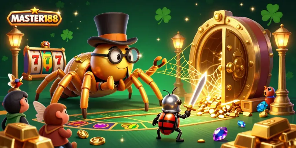 Master188 draws players into a vibrant casino adventure with gold treasures, playful characters, and captivating elements.