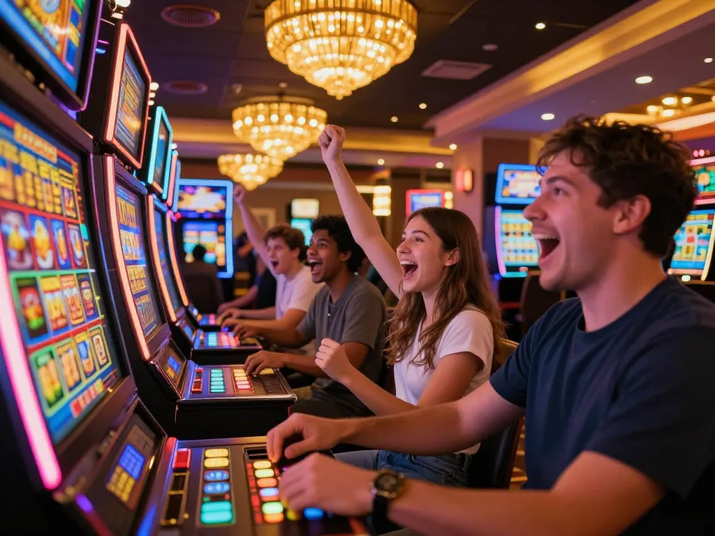Players enjoying a thrilling slot experience with vibrant machines and dynamic gameplay