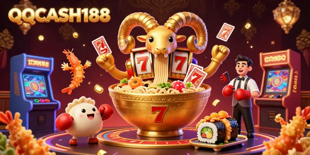 Experience exciting gameplay at QQCASH188 with dynamic slots, vibrant characters, and casino elements.
