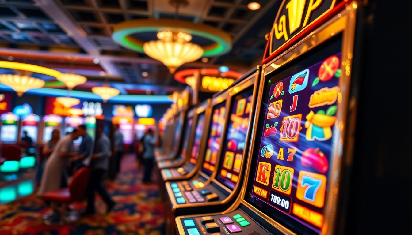 Putaran situs slot gacor yang menarik dengan mesin slot berwarna-warni dan suasana casino yang ceria.