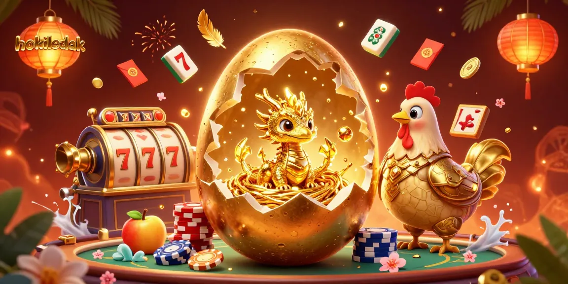 Experience hondledak's golden charm with a baby dragon and golden poker chips in a vibrant casino scene.