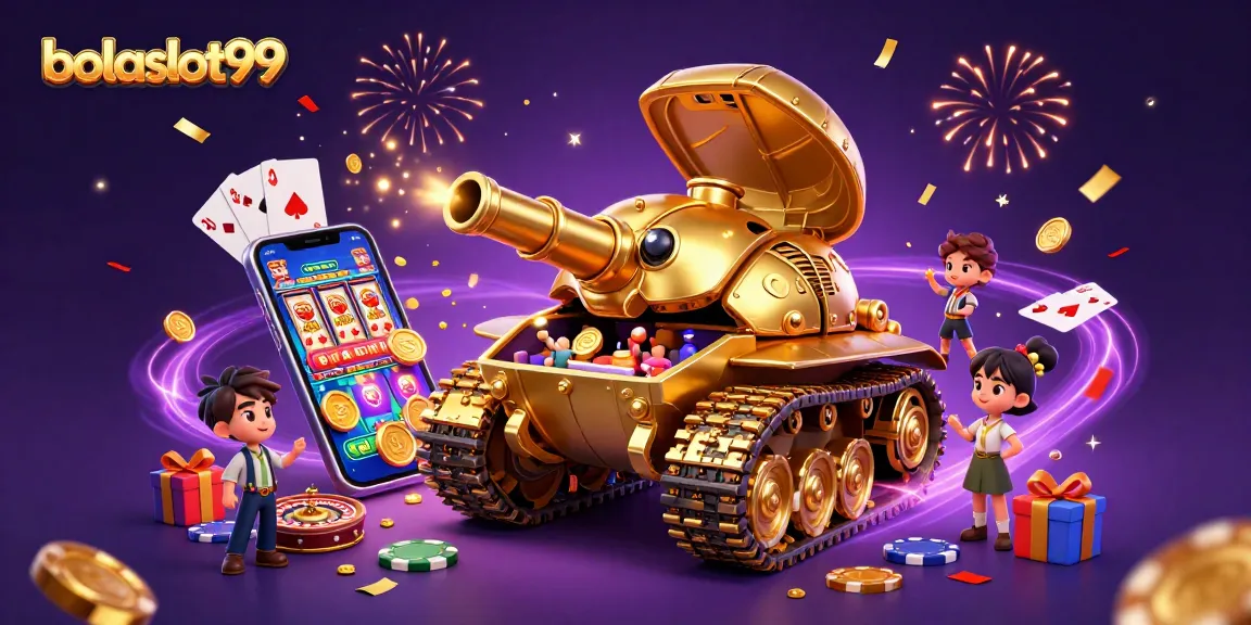 Experience vibrant gambling action with bolaslot99 in a dynamic casino-themed 3D illustration.