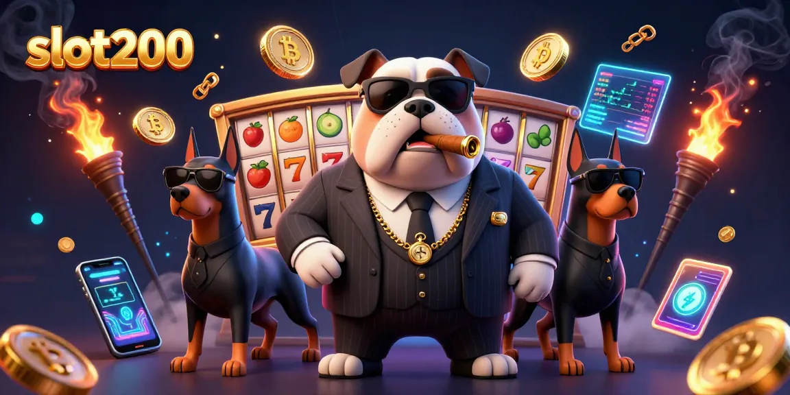 slot200 menawarkan untuk memainkan mesin slot dengan karakter unik seperti bulldog mafia dan Doberman dalam ilustrasi 3D.