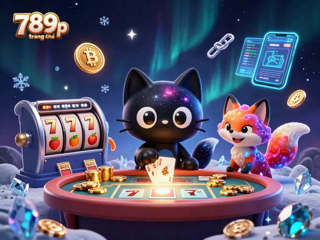 Engage in exciting gaming action at 789p trang chủ with vibrant visuals of casino fun and crypto elements.