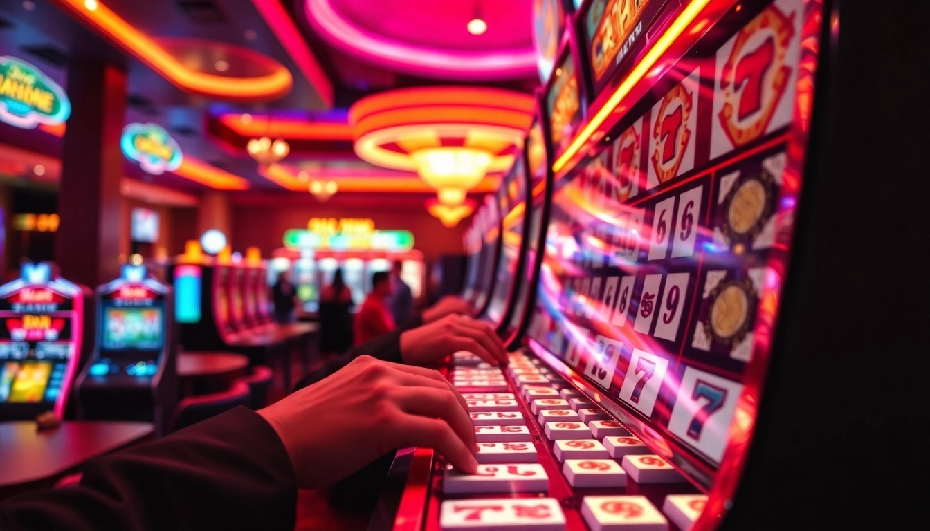 Main event of slot mahjong game with players enjoying the vibrant atmosphere in a casino.