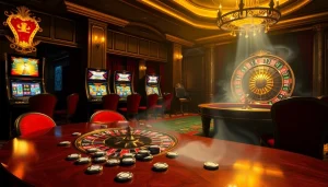 Kể truyện ma enriches captivating casino vibes with a storyteller amidst glowing roulette wheels and elegant slot machines.