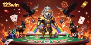 Join the fun at 123win with dynamic casino gameplay featuring Odin and his ravens in a vibrant 3D scene.