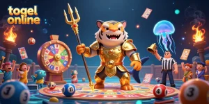 Experience thrilling togel online gameplay with vibrant lottery balls and energetic characters.