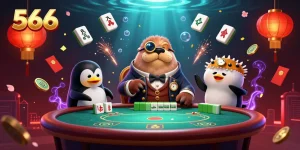 Join the fun at 566 poker tables with vibrant 3D characters, exploring thrilling gambling action.
