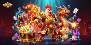 Engage in thrilling gameplay with qqmacan's vibrant 3D illustration capturing slots and iconic casino elements.