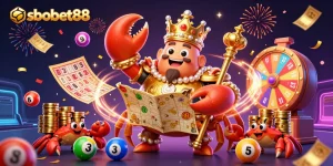 Pasang taruhan sbobet88 dengan keberuntungan dari Raja Kepiting Emas yang megah dan permainan lotere yang ceria.