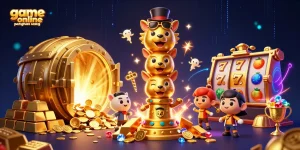 Mainkan game online penghasil uang dengan ilustrasi kasino menakjubkan dan banyak harta karun.