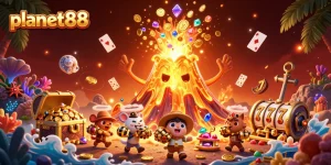 Join the excitement at planet88 with a dynamic slot game scene filled with treasures and vibrant colors.