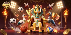 Engage with the 666f apk in this vibrant 3D illustration showcasing gaming excitement.
