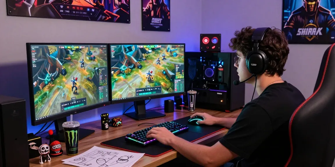 Gamer focused on tempototo login screen in a vibrant esports setup